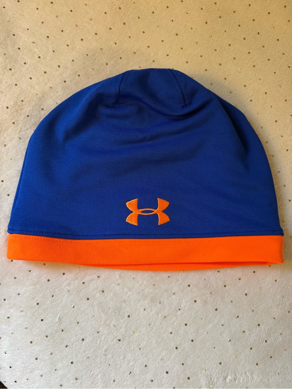 Under Armour Kids Blue and Orange Logo Beanie